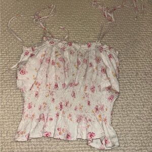 Aqua Floral Pink and White Crop Top